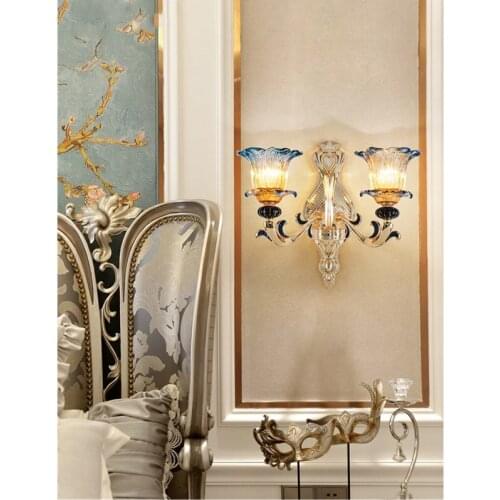 European Living Room Glass Chandelier Light Luxury Villa Complex Dining Room Bedroom Colorful Ceramic Crystal Chandelier