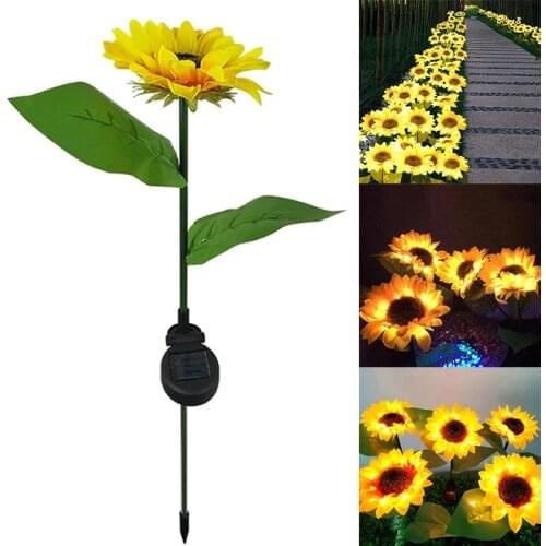 LED Sunflower Landscape Light Solar Lawn Lamp Simulation Sunflower Flower Light Waterproof Garden Path Buried Light
