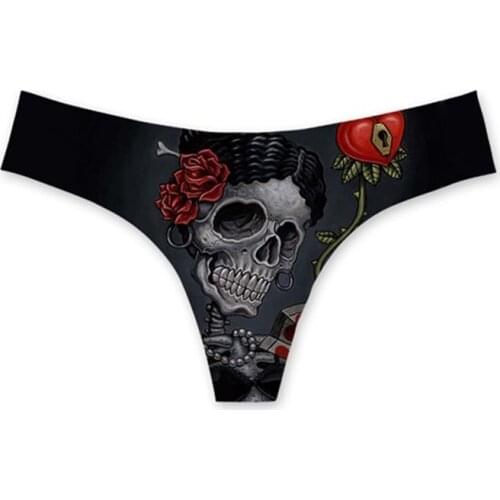 FORUDESIGNS Punk 3D Bride Skull Girls Print Women G-strings Sexy Thongs Halloween Lingerie Seamless Briefs трусы женские