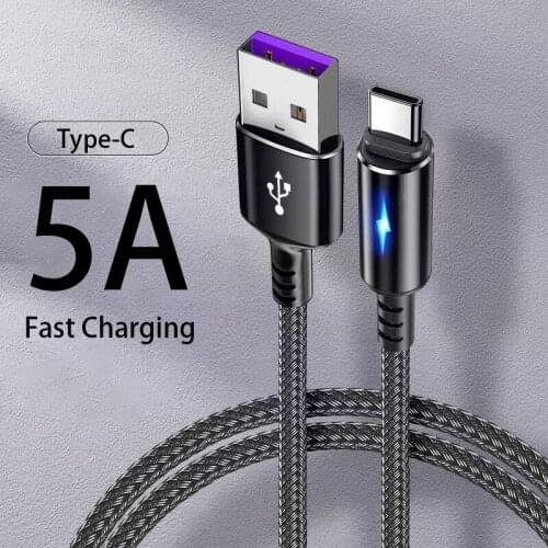 Kebiss Fast charging cable mobile phone nylon braided LED indicator data cable flash charging cable type-c cable usb cable usb c