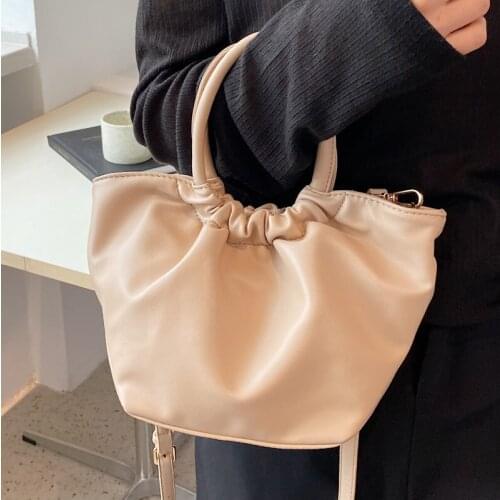 Top Handle Tote Bags for Women Brand Pleated Shoulder Bag Quality Soft Leather Handbags Luxury Designer Crossbody Messenger Bag