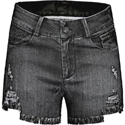 2019 Womens high Waist Hole Denim Shorts Spring Summer Ripped Female Sexy worn loose burr Gray denim shorts