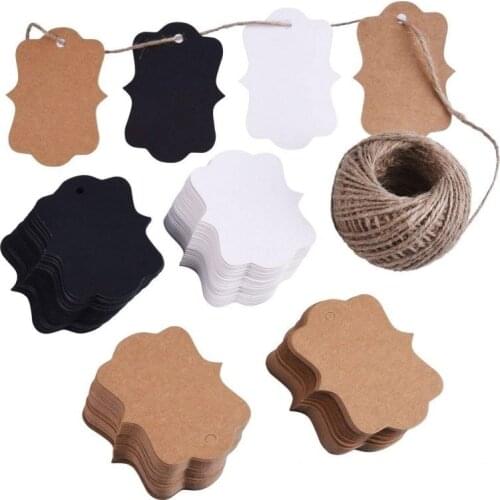 100Pcs String Head Tag Blank Gift Tag Craft Paper Packaging Wedding Birthday Party Decoration Custom Kraft Paper Card Stickers