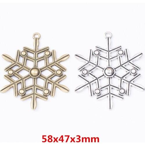 7 pieces of retro metal zinc alloy snowflake Pendant for DIY handmade jewelry necklace making 8044