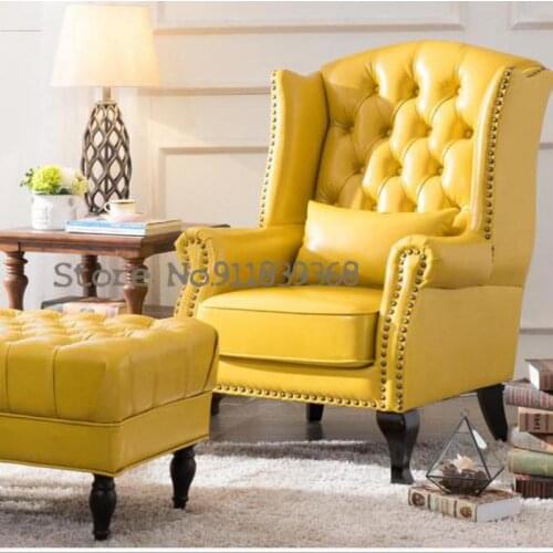 American leather art tiger chair European-style living room single sofa small apartment balcony lounge chair hotel club high bac