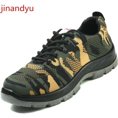 Steel Toe Boots Safety Shoes Men Anti-piercing Anti-smashing Work Safty Boots Fashion Breathable Camouflage Working Sneakers