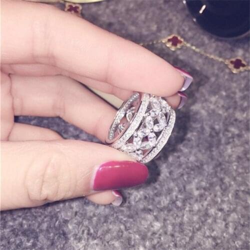 Brand Female Promise ring AAAAA Sona Cz Silver color Forever love Engagement wedding band rings for women Finger Jewelry