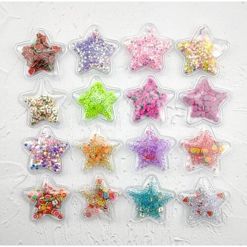 Hot sale 14pcs/lot 5cm Star Transparent Bling bling Star Flowing Patches Appliques for DIY Children Hair Clip Accessories