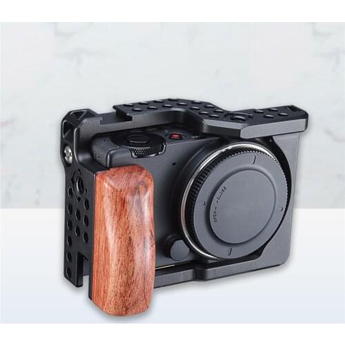 Camera Cage with Wooden Handle Microphone Light Cold Shoe Mount for SIGMA FP Camera Accessoires