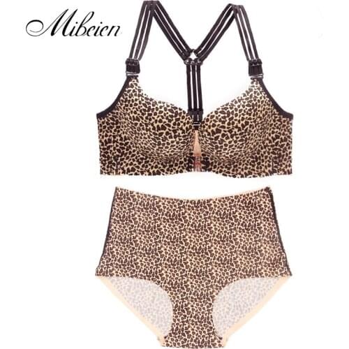 Sexy Leopard Print Beauty Back Bra Set Y shoulder strap beauty back Adjustable bra seamless plus size push up bra set