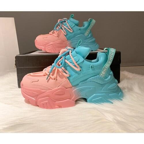 Sneakers Women Vulcanized Shoes 2021 Fashion Breathable Thick Sole Ladies Trainers Platform Women Chunky Sneakers Basket Femme