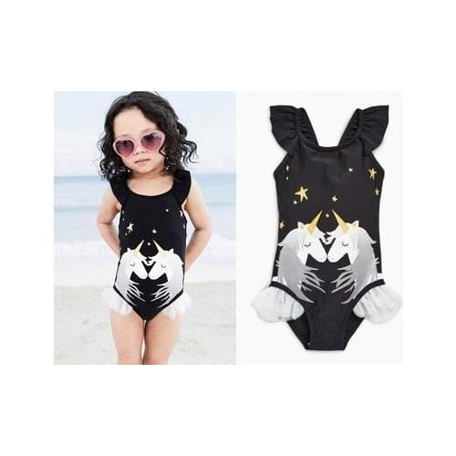 1-7Years Girls Unicorn Swimwear Brand New Summer Girls Swimsuit one piece children Beachwear Bathing Suits