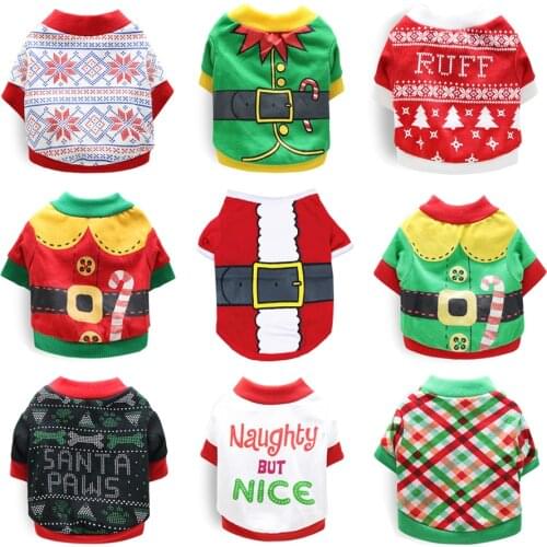 Cute Pet Dog Clothes Christmas Costume for Dogs Clothing Winter Dog Shirt Xmas Puppy Pet Clothes for Small Medium Dogs Apparel