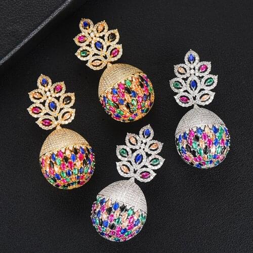 LARRAURI Fashion Jewelry Luxury Graceful Water Drop Cubic Zircon Earrings Stud Micro Pave Engagement Popular Earring Best Gift