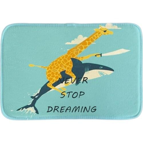 Cartoon Doormats Decor With Pirate Giraffe Riding Shark Door Mats Cute Home Mat Soft Lighteness Short Plush Fabric Bathroom Mats