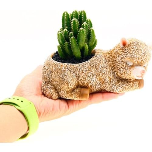 Cartoon Desktop Ornaments Unilam Alpaca Succulents Flower Pot Resin Ornaments Succulent Planter Flower Pots Decorative Planters