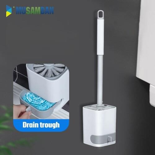 MUSAMBAN Bathroom Toilet Brush Holder Silicone Toilet Brush Wall-Mounted Cleaning Brush Tools Household Bathroom Accessories Set