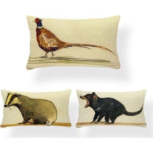 Luxury Cushion Cover Anime Lizard Cattle Cockerel Pheasant Toucan Squirrel Chameleon Pillow 30*50Cm Polyester Rectangle Pillow