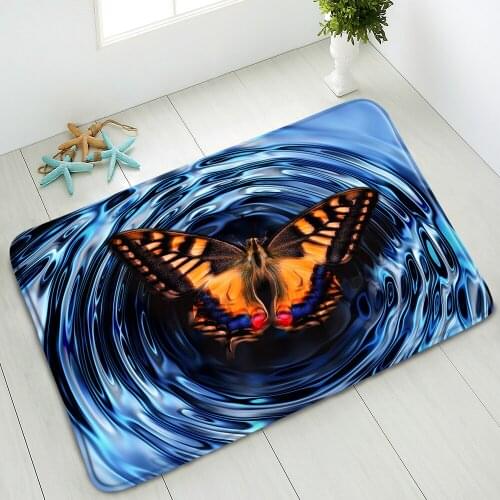 Butterfly Flowers Non-Slip Bath Mat Indoor Floor Mats Bedroom Kitchen Living Room Doormat Home Carpet Foot Pads Washable Decor