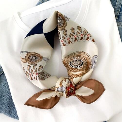 New Natural Silk Scarf Square Foulard Bandana Design Print Hairband Women Neck Square Scarves 2021 Female Neckerchief Tie