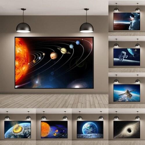 Solar System Galaxy Stars Black Hole Comet Canvas Paintings Posters Astronaut Wall Art Pictures for Living Room Home Decoration