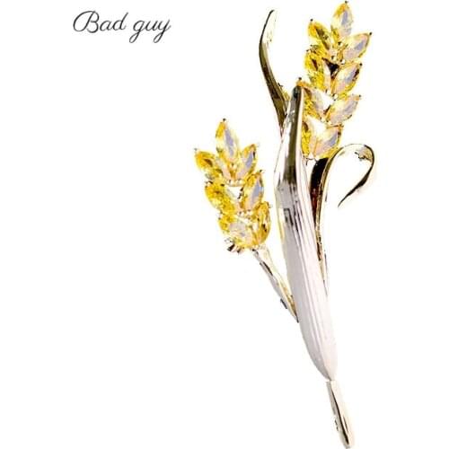 Bad Guy Golden Wheat Ears Brooch Pins Vintage Jewelry Corsage Sweater Coat Accessories Brooch for Party Wedding Brooches Pins
