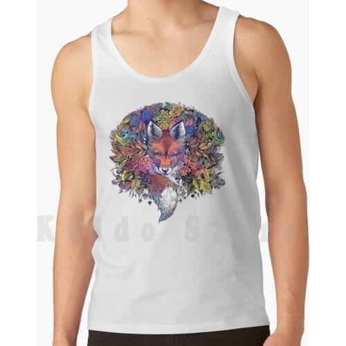 Rainbow Hiding Fox tank tops vest 100% Cotton Fox Foxes Colorful Rainbow Animal Animals Wild Animal Wild Animals