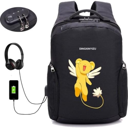 Anti-theft Backpack USB Charging backpack anime Cardcaptor Sakura backpack men women Laptop Travel Bag student Schoolbag