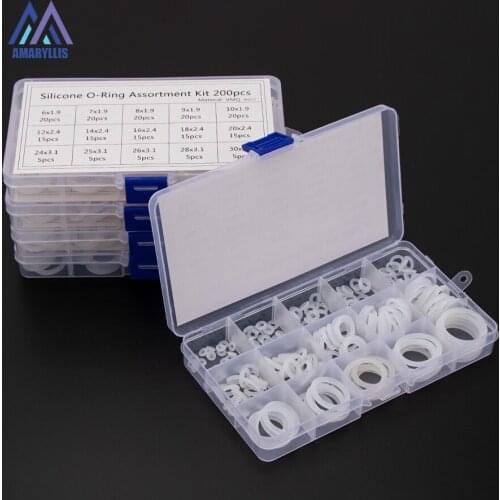 Silicone VMQ White Sealing O-rings CS1mm 1.5mm 1.9mm 2.4mm 3.1mm OD 6mm-35mm Durable Gasket O Rings Assortment Kit 150-225pcs S6