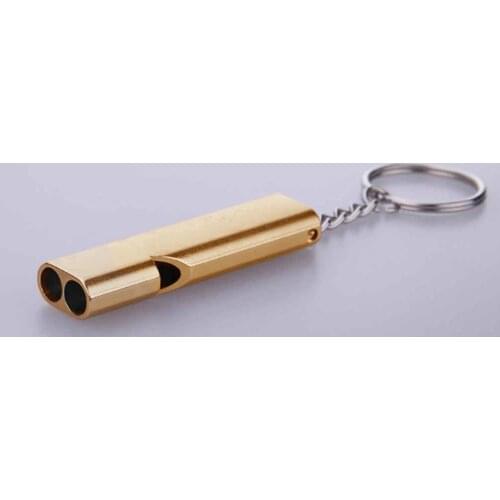 Double Hole High Frequency Survival Whistle Portable Outdoor Emergency Survival Whistle Keychain Aluminum Alloy Whistle Camp