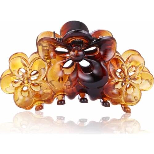 2016 New Plastic Floral Flowers Hair Jaw Claws Accessories Black Women Girl Acrylic Hair Crab Clips Cheap Headwear Jewelry FJ25