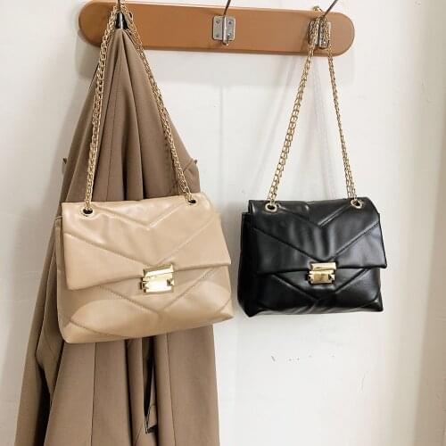 Women Leather Shoulder Crossbody Bag Flap Chain Totes Female Handbags Lady Purse Popular Simple Female Daily Bag