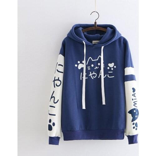 Women Sweatshirt Cotton Fleece 2020 Winter Autumn Cartoon Hooded Pullovers Mori Girl Long Sleeve Mori Girl Women Coat