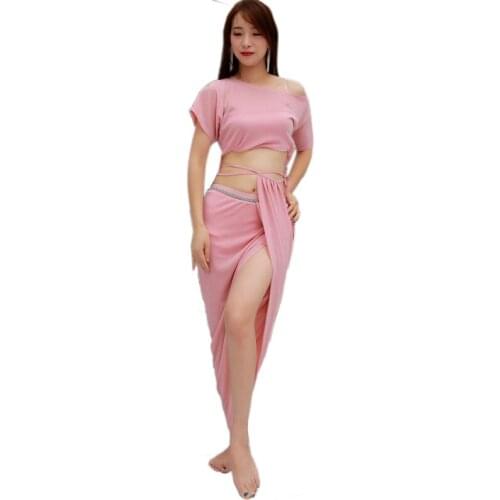 New Arrival Women Belly Dance Girls Clothes Elegent Class Wear Irregular 2 Piece Top & Short Skirt Bellydance Costume