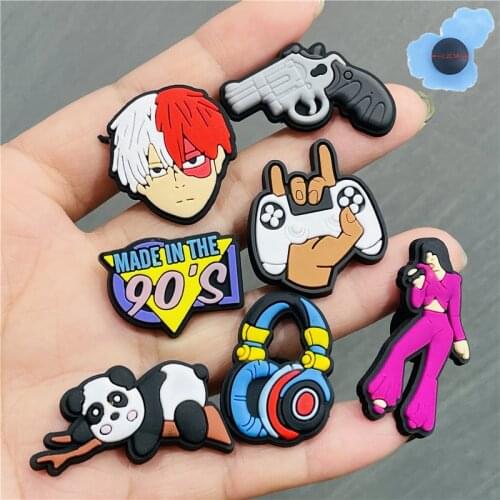 1Pcs Cartoon Panda Animals Lovely Singer Shoe Accessories Shoe Charms Decoration Fit Croc Jibz Wristbands Kids Adult X-mas Gift