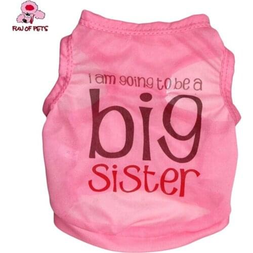 2017 New Fashion Summer Cute "Big Sister" Pattern Polyester Dogs Clothing Vest for Dogs Pet Clothes