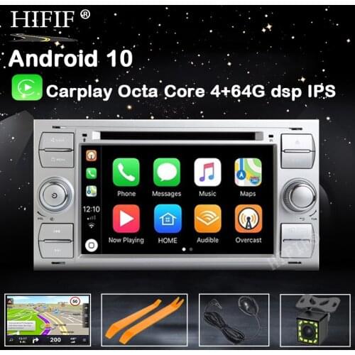 IPS Car Multimedia Player GPS Android10 2 Din For Ford/Mondeo/Focus/Transit/C-MAX Auto Radio Bluetooth DVR Autoradio DSP DVD DVR