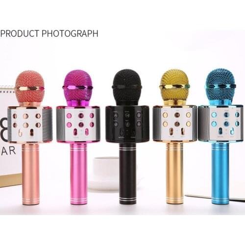 Wireless Karaoke Microphone Professional Speaker Bluetooth Handheld Portable Home KTV Player With Dancing LED Lights Mic