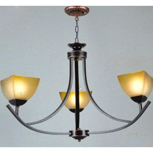 Country Bronze Metal Living Room Chandelier Dining Room Restaurant Glass Chandelier Lights Corridor Hallway Balcony Chandelier