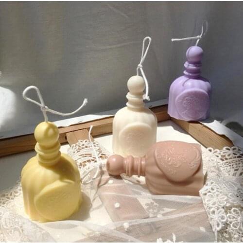 3D Perfume Bottle Shape Candle Mold Party Decor Candles Silica Aromatherapy Fragrant Mould Wax Making Tool