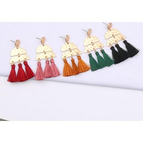 Geometric Tassel Earrings for Women Pendientes Mujer Moda 2021 Statement Dangle Gold Earrings Fashion Indian Jewelry Boho Brinco