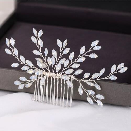 Trendy Silver Color Rhinestone Crystal Bridal Hair Comb Wedding Hair Accessories Bridal Headpiece Women Bride Hair Jewelry Tiara