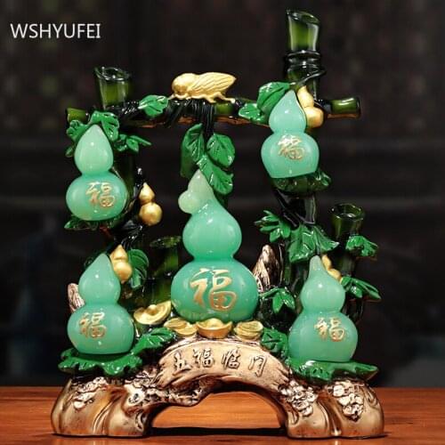Chinese Resin Gourd Model Home Accessories Office Desktop Auspicious Ornaments Living Room TV Cabinet Feng Shui Decor Crafts