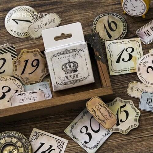 Date Number Sticky Stickers Color Paper Decoracion Scrapbooking Office Stationery School Supplies Sticker Flakes 45PCS