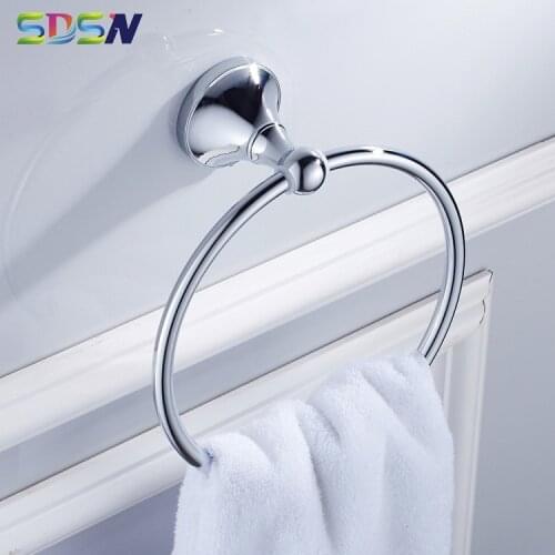 Bathroom towel ring SDSN polished chrome towel ring solid brass bathroom hardware set copper bathtub towel ring chrome