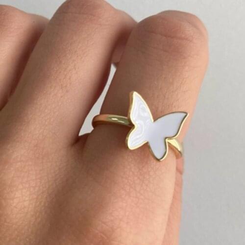 New Ins Creative Butterfly Fairy Ring Unique Drop Oil Butterfly Rings For Women Girls Fashion Jewelry Gifts