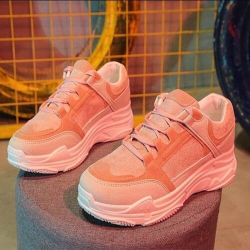 Women Vulcanized Shoes Flock Thick Platform Woman Chunky Sneakers Casual Vogue Ladies Walking Shoes Female Dad Footwear New