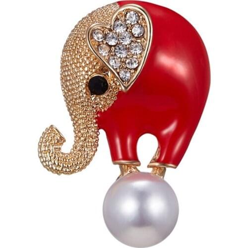 Small Eamel Elephant Brooches For Wome Cute Red Green Gold Color Animal Brooch Pin Cute Jewelry Men Suit Accessories Gift Hot