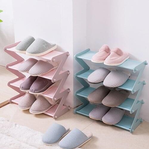 Multifunctional Multi-layer Plastic Rack with Steel Pipe Fabric Stand Shelf Shoes Storage Easy Assembly Removable Organizer