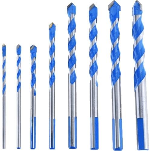 1PCS Blue 3mm to 12mm 8mm Multifunctional Glass Drill Bit Twist Spade Drill Triangle Bits For Ceramic Tile Concrete Glass Marble